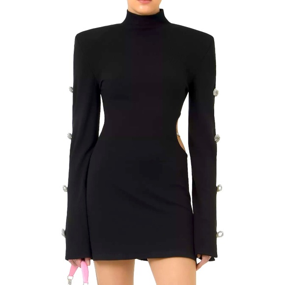 Mach & Mach Crystal Embellished Cutout Dress - Picture 1 of 10